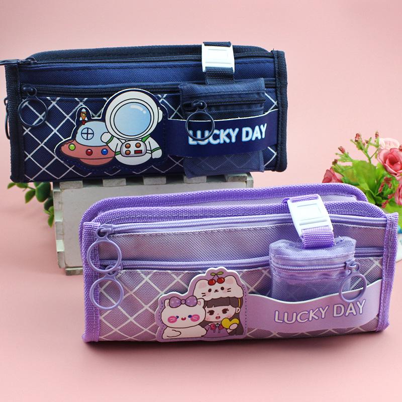 High-Capacity Cute Milky Pencil Case for Girls - Multifunctional Stationery Bag for Students