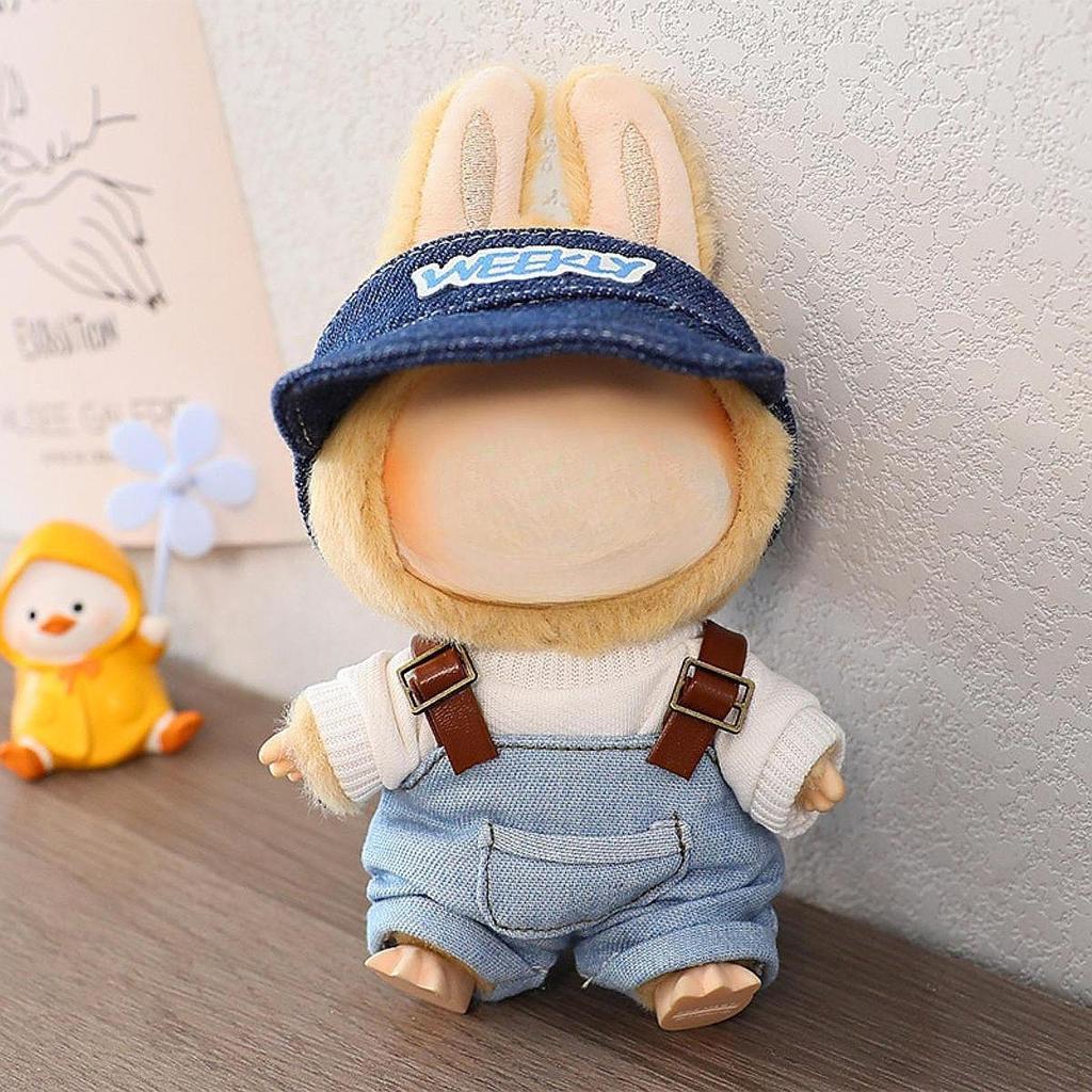 15 cm 17 cm Ubrania dla lalek pluszowych Outifity Kreskówkowe rekwizyty do zdjęć Ogrodniczki i kapelusz Dziewczynka