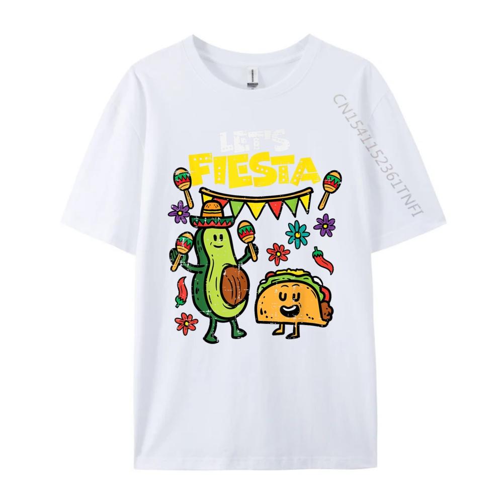 Lets Fiesta Taco Avocado Funny Cinco De Mayo Mexican Party Grey Shirt Graphic Tee Couples Casual Everyday Band Tshirts Creative