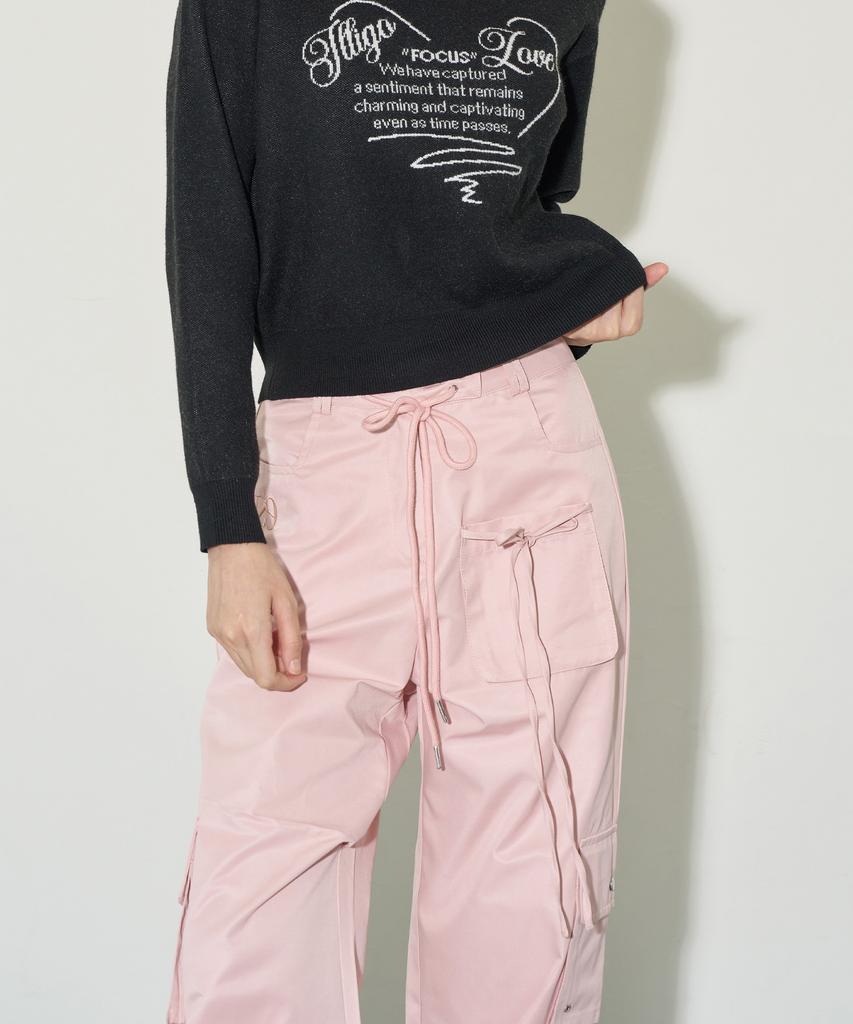 ILLIGO String Cargo Elastic Pants Pink