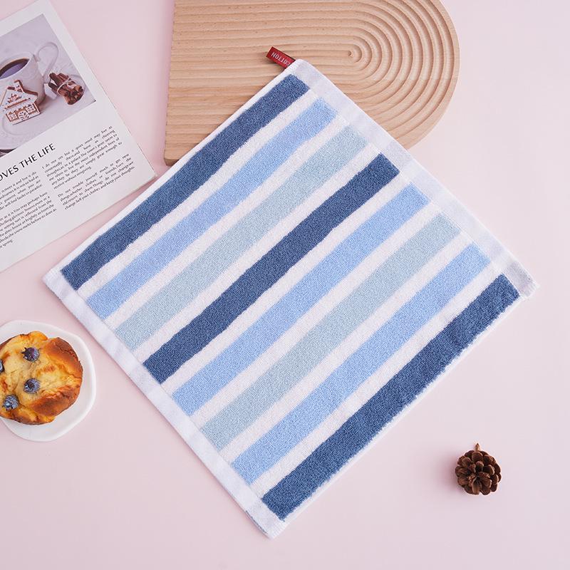 Thickened Absorbent Striped Square Towel, Lint-Free Jacquard, Hangable for Household & Children's Use