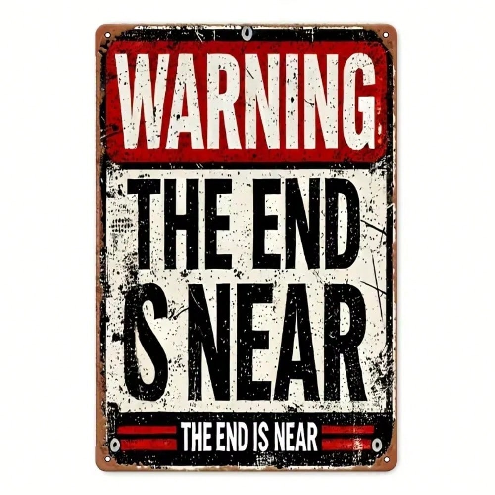 

Vintage Metal Sign Warning The End Is Coming Tinplate Art Room Decoration 20x30 різнокольоровий