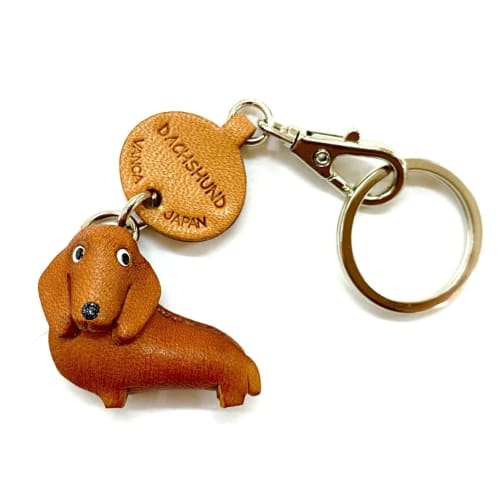 Genuine Leather Keychain Dachshund Dokodemo Dog VANCA CRAFT (Handmade by Artisans in Japan)
