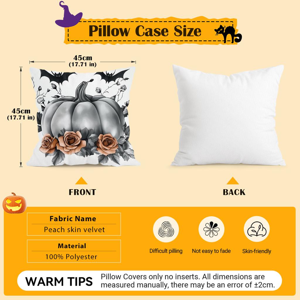 Halloween Flowers Cushion Pillowcase Printed Polyester 45X45Cm Throw Pillowcover Decorative Sofa Cushion Pillowslip Home Decor