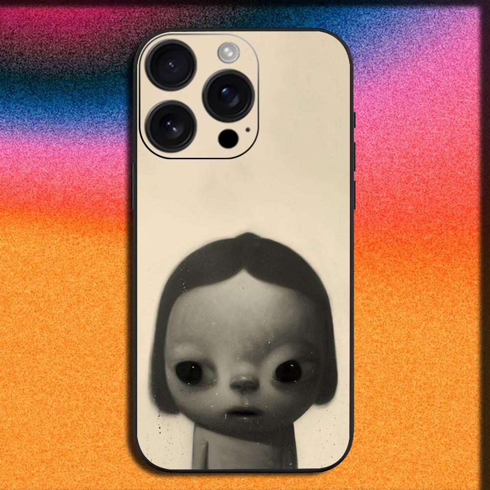 Japan Art Y-Yoshitomo Nara Phone Case For iPhone 16,15,14,13,12,11,Pro,XS,Max,XR,Plus,SE,Mini Soft Black Cover