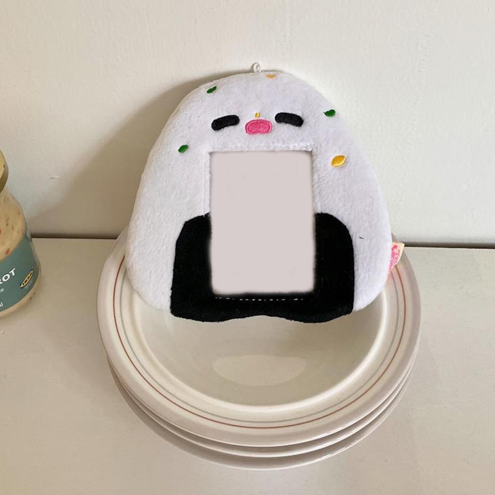 INS Fish Rice Ball Plush Photocard Holder Kpop Idol Photo Sleeve Protective Case Student ID Card Cover With Keychain Pendant