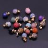 2Pcs, Aura Healing Crystal Pendant with Golden Buckle, Handcrafted Spherical Natural Stone Quartz Agate Gemstone Charms for Jewelry Making DIY Crafts