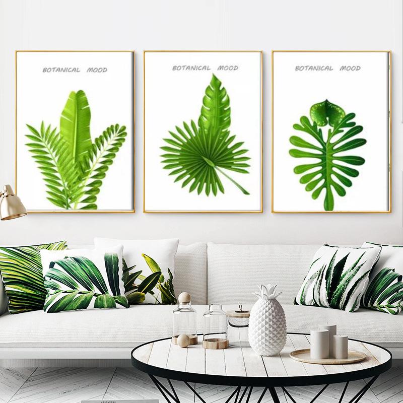 

Nordic Современная Декоративная Зеленая Живопись Растения Цветы Творческий Фон Стена Гостиная Висячая Картина Холст Настенное Искусство