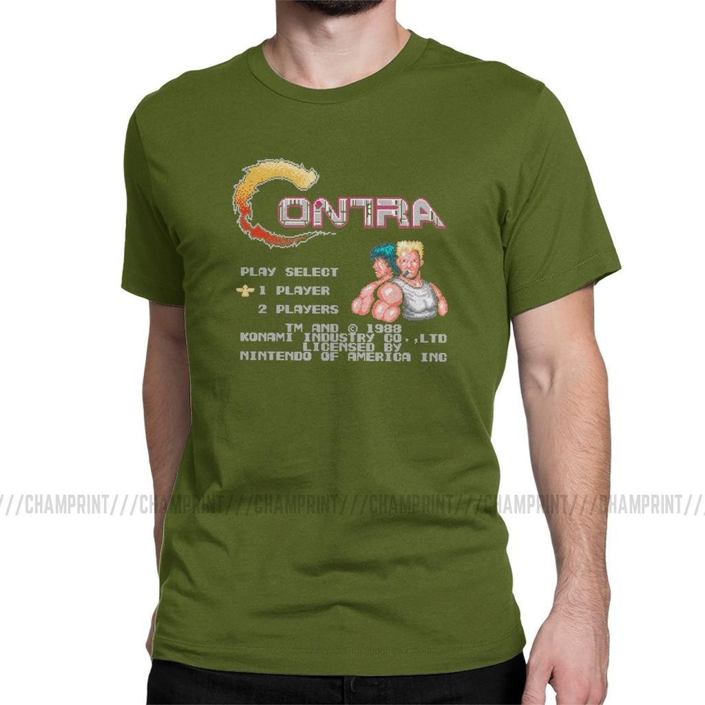 Contra NES Retro Video Game Mens T Shirts Funny Tees Short Sleeve Round Neck TShirt 100 Cotton Birthday Gift Tops