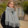 Womens Wool Blend Scarf Winter Warm Shawl Soft Solid Color Knit Wrap With Fringe Korean Style