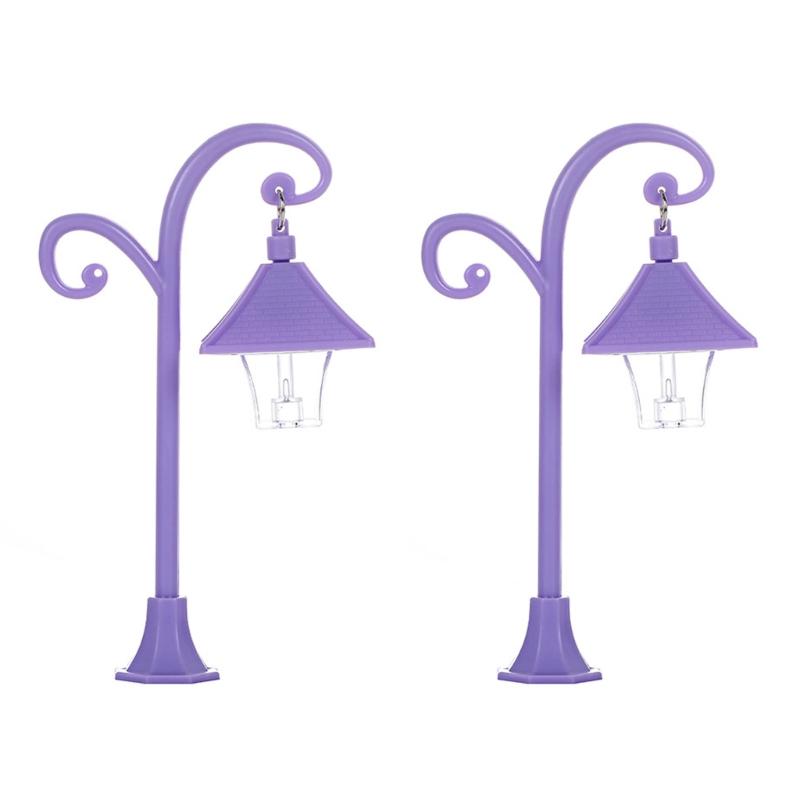 Miniature Street Light Model for Dollhouses Decoration Garden Pathway Scene Display Accessories Landscape Lamp Model 2PCS