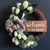 Spring Tulip & Eucalyptus Wreath - Home & Festival Door Decoration