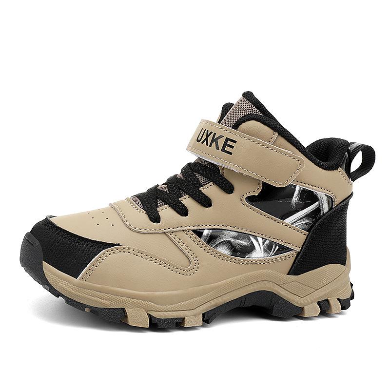 Boys' Waterproof Leather Hiking Shoes - Non-slip, Wear-resistant, Autumn/Winter Outdoor Running Shoes for Kids