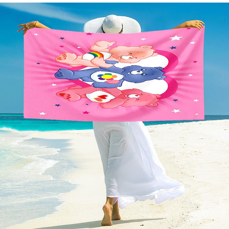 1pc Rainbow Heart Bear beach towel,quick drying absorbent beach towel,outdoor sports swimming beach towel,Soft and comfortable Y73035