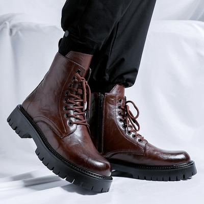 Cizme înalte casual de scenă de club de noapte pentru bărbați, negre, maro, pantofi cowboy, cizme din piele naturală, platformă arătoasă, lungi, botas bărbat
