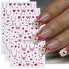 3pcs Valentine's Nail Stickers Red Love Lace Border Bow French Design Adhesive Nail Decal DIY Elegant Manicure Decoration