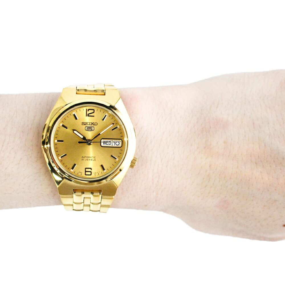 SEIKO5 21 Jewels Automatic Mechanical Stainless SNKL64K Men's Watch, Analog, Steel, Metal, Gold,