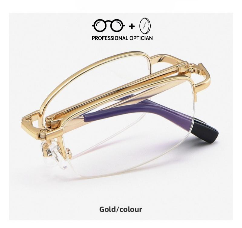 Metal Folding Reading Glasses Hyperopia Astigmatism Prescription for Men Business Degree Customizable Anti Blue Light Eyeglasses