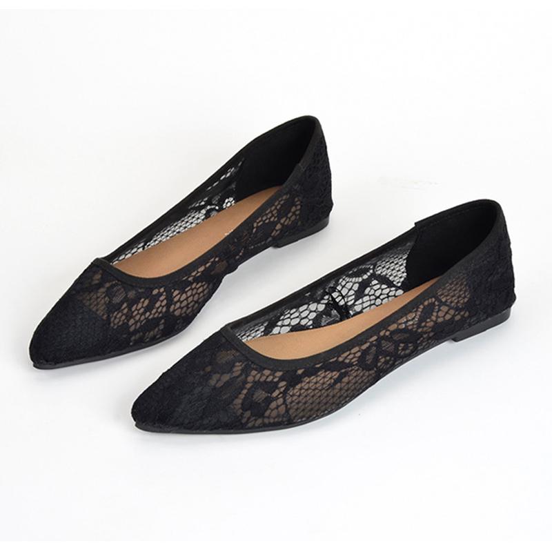 

Ladies Pointed Toe Soft-bottom Loafers Women Fashion Hollow Out Flats Breathable Female Slip on Low Heels Work Shoes Moccasins 36 чёрный