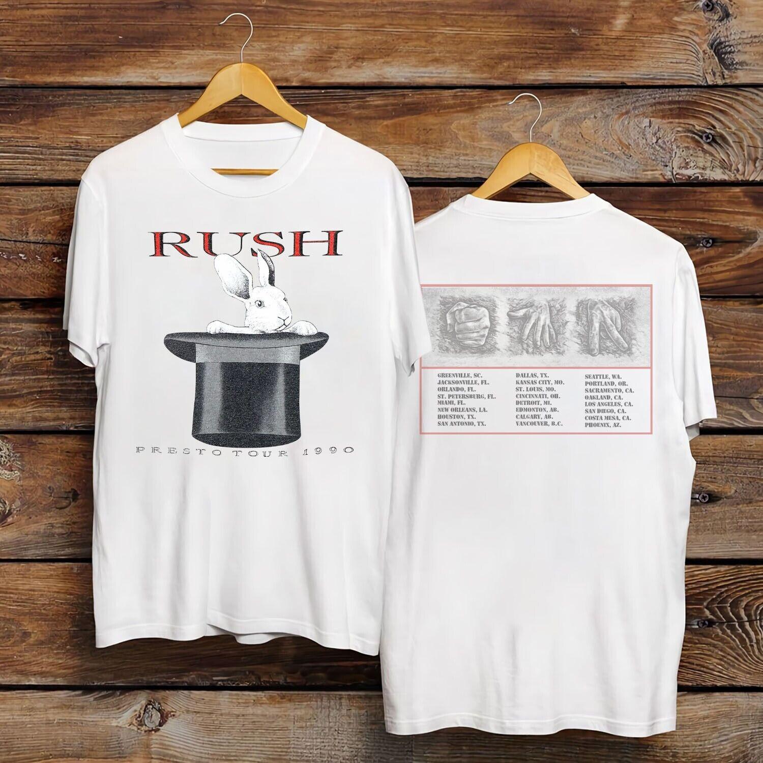 1990 Rush Rabit Presto North America Tour White T-Shirt Mens Womens Tees Top All size A264 2XL