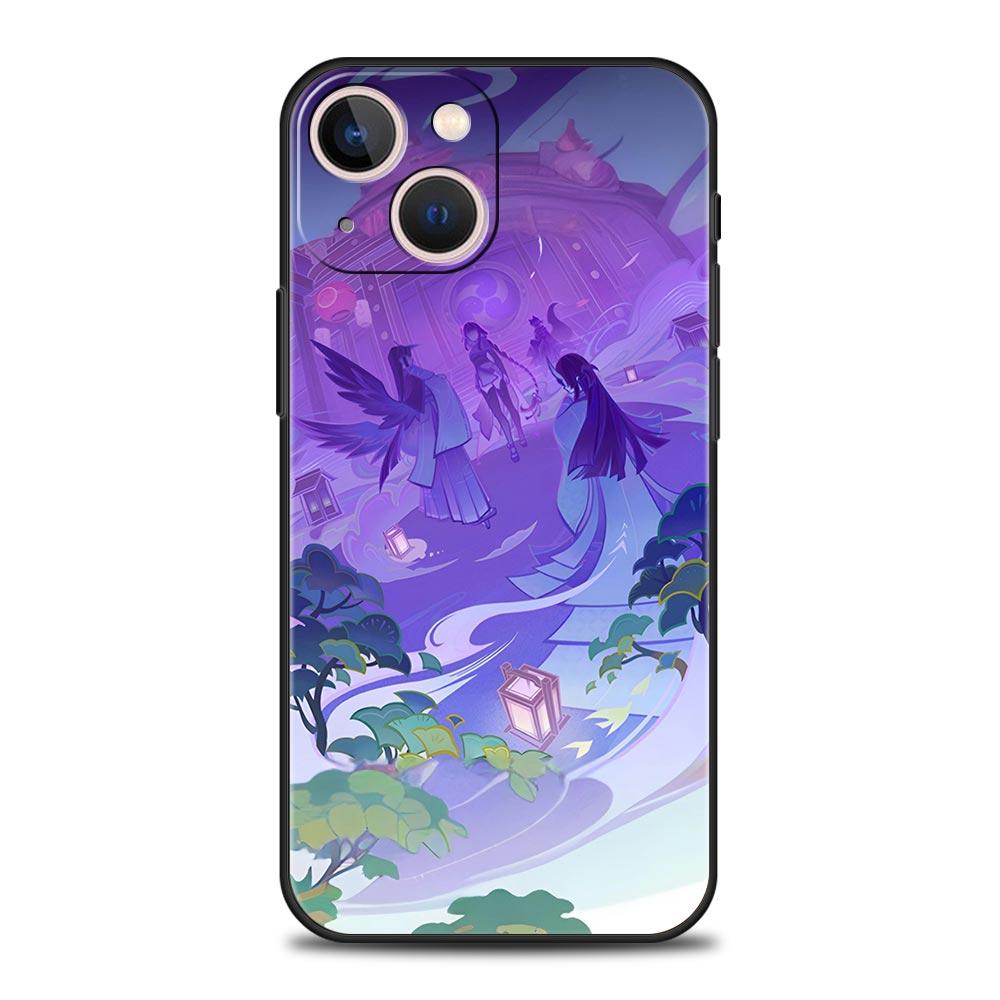 

Райден Сёгун Genshin Impact Роскошный Чехол для Телефона Для iPhone 17 Air 16 Plus 13 15 14 12 11 Pro MAX 7 8 SE Мягкий ТПУ Черный Чехол iPhone 15 Pro
