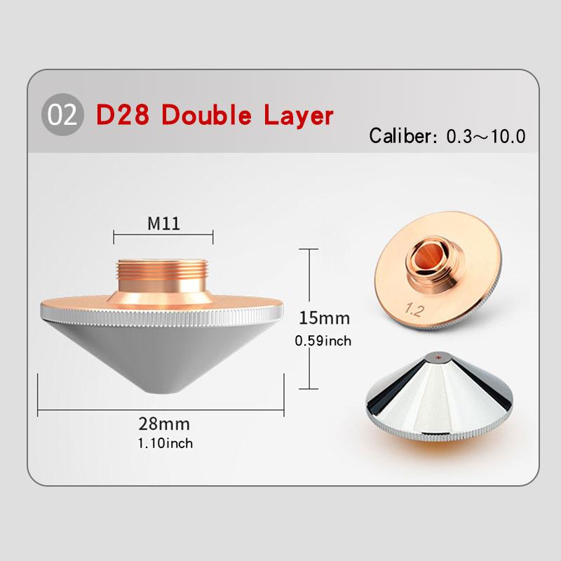 Single Layer Double Chrome Plated Layers H15 M11 for Precitec WSX Fiber Cutting Head D28 Laser Nozzle Ultrarayc Cutting Head