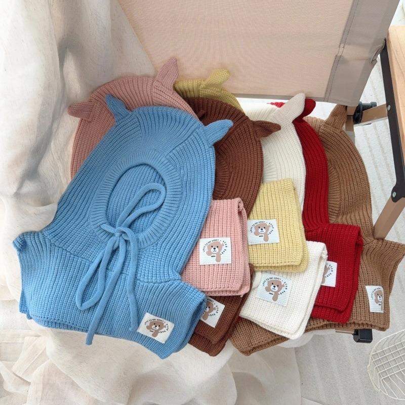 Winter Kinder Sturmhaube Set All-in-One Strickmütze und Schal mit Ohrenschutz Weihnachtsgeschenk für Jungen Mädchen Unisex Thermomütze