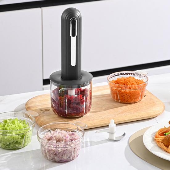 Electric Food Processor Rechargeable Meat Grinder with 2 Blades And 3 Bowls Portable Veggie Chopper Blender Kitchen Supplies