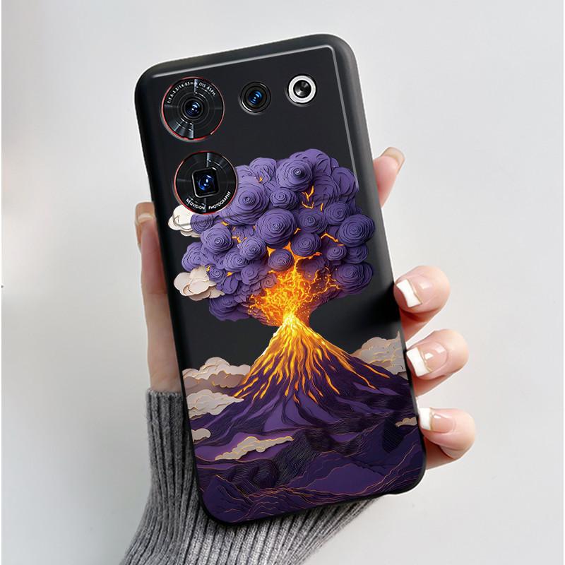For ZTE nubia Z50 Ultra Z50Ultra Casing Aesthetic Cute Cat Cartoons Black Matte Soft Silicone Case Shockproof Back Shell Cover