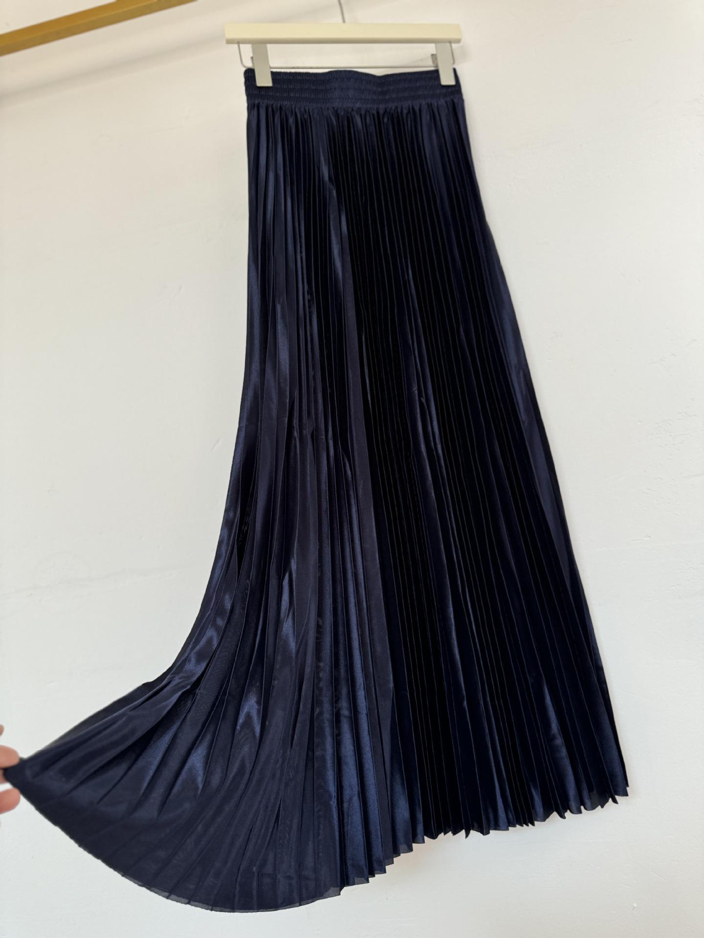 

European-South African Silk Gloss Pleated Multi-color A-line Long Skirt - Holiday Style One Size