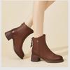 Brown Boots Women's Soft-faced Soft-soled Real Soft Leather Short Boots Versatile Thin Boots Spring and Autumn Women's Shoes 2024 Thick Heels Hi