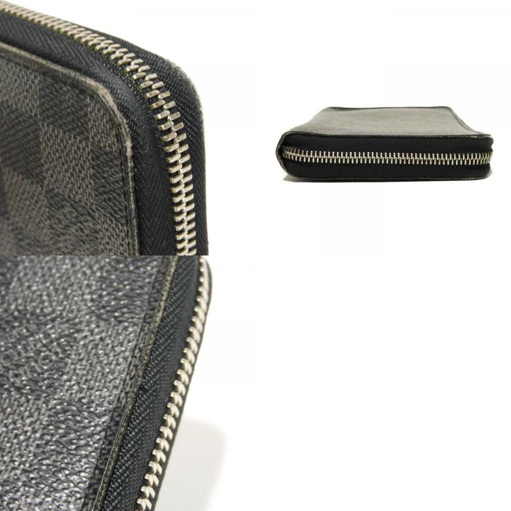 Used 12564 Zippy Organizer N63077 7940 Old Model Logo Black Gray Zip Around Damier Graphite Noir Men's from Japan