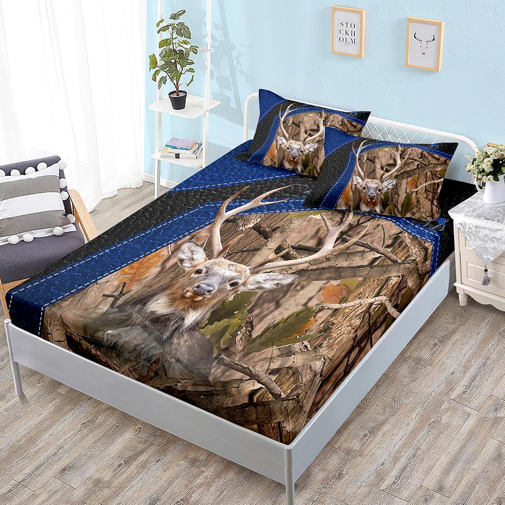 Animal Deer Kit, Mattress, Three-Piece Set, Bedspread, Pillowcase, Mattress Protective Cover, Bed Sheet All-Inclusive, Elastic