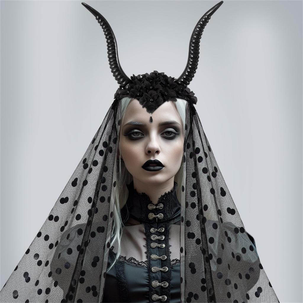 Halloween Gotisk Dronning/ Mørke Horn Mesh Pannebånd Fest Danseopptreden Utkledning Ferie Hårtilbehør Rekvisitter