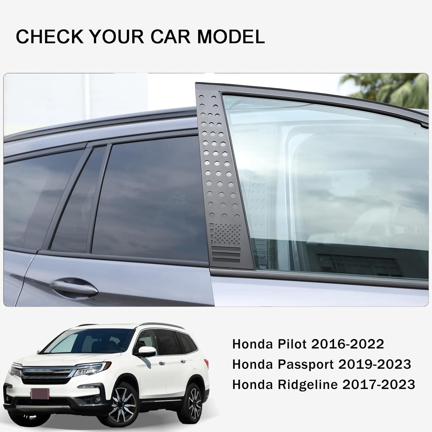 

Window Center Pillar Post Decoration for Honda Pilot 2016-2022/ Ridgeline 2017-2023/ Passport 2019-2023 Accessories, Aluminum Alloy Car Side Door