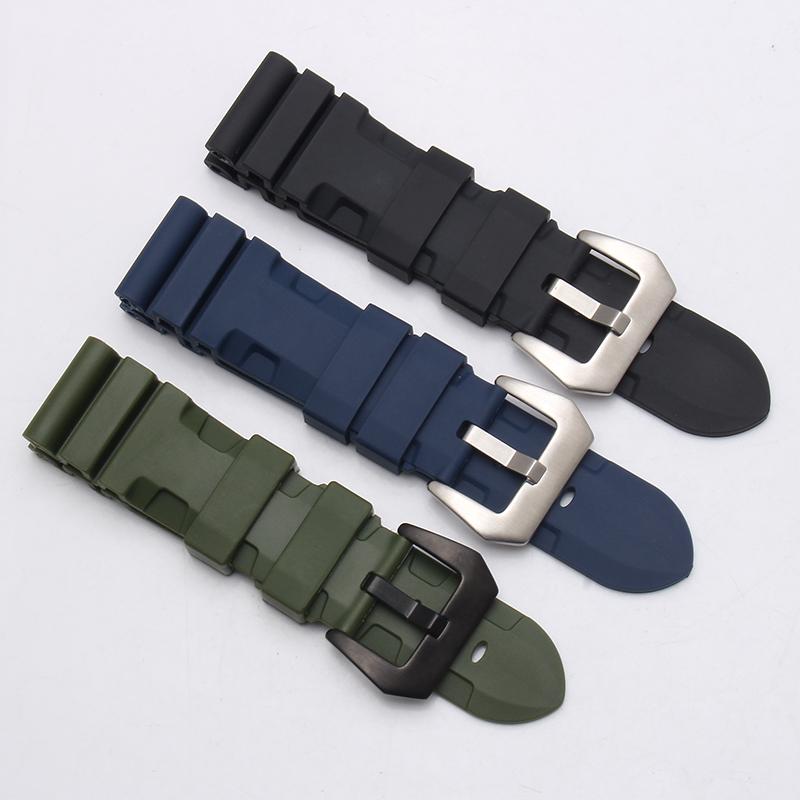 6 Farben 24MM Silikon-Uhrenarmband für Panerai Diesel Fossil Tauchen Ersatz-Armbänder PAM1596/441 Herren Sportuhr Armband