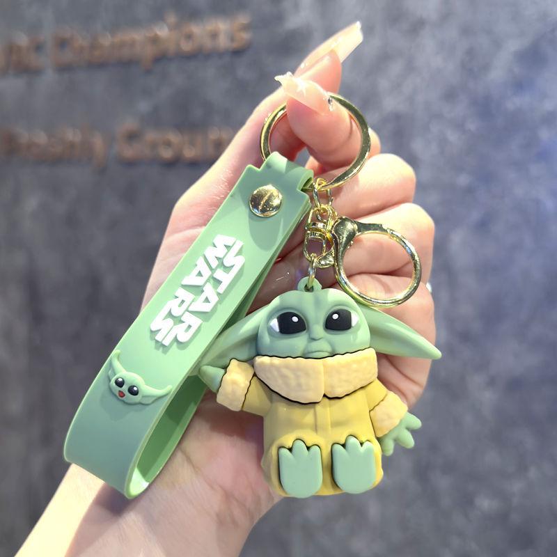 Disney Cartoon Cute Baby Yoda Keychain Mandalorian Character Model Yoda Master Keychain PVC Gift