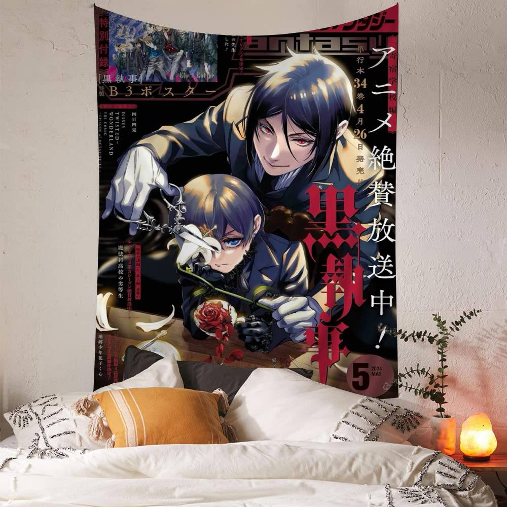Anime Cool Black BButler Colorful Tapestry Wall Hanging Bohemian Wall Tapestries Mandala Wall Art Decor