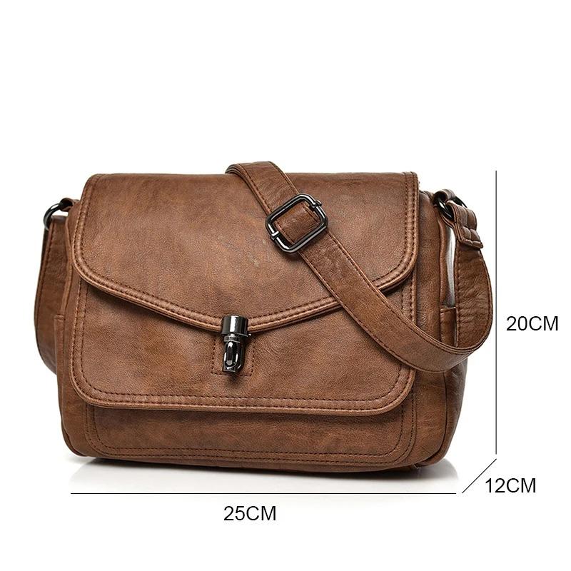 Vintage Soft Leather Femmels' Shoulder Bags Luxury Handbags Women's High Quality Small Crossbody Bag