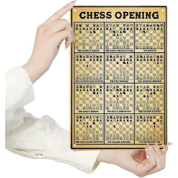 Metal Tin Sign Poster for Game Room Chess Players Decor 8x12 Inch