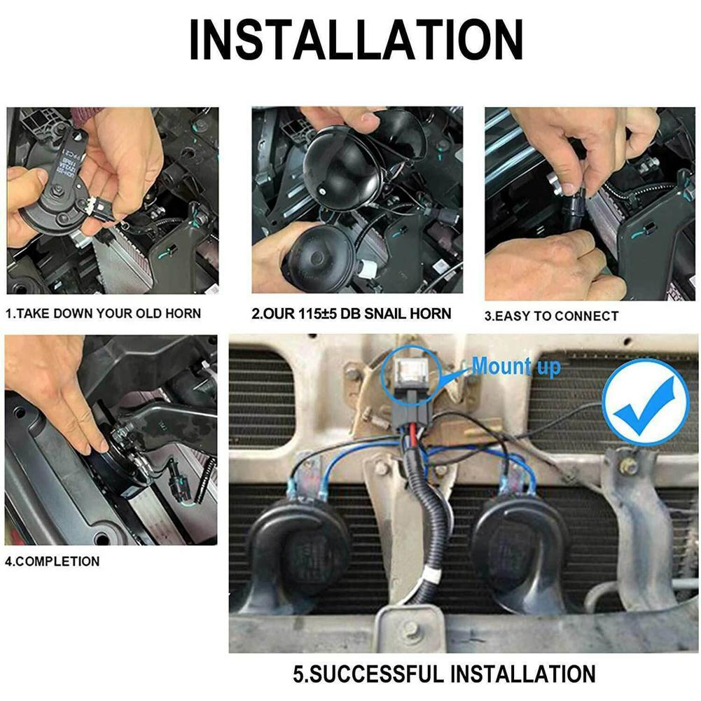 12V Super Loud Train Horns 300DB Waterproof Car Snail Electric Horn Universal Car Motorcycle Truck Boat Sound Signal Loudspeaker