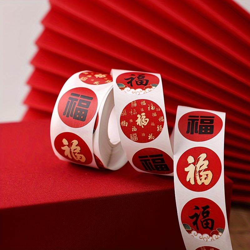 500pcs Chinese New Year Celebration Stickers Self-adhesive Round Gift Labels for Spring Festival and Home Decoration