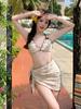 Swimsuit Women's Split New Bikini Thin Small Breasts Gathered Skirt Small Man Seaside Hot Spring Neck Swimsuit