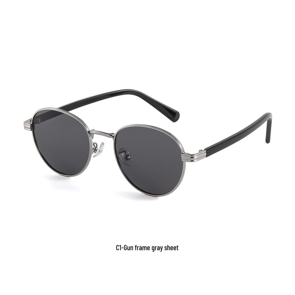 Retro Hong Kong Style Polarized Metal Sunglasses - Versatile High-End Streetwear