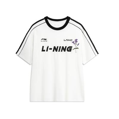 Li Ning Sports Fashion Series Purple Basil Round Neck Loose Comfortable Casual Short Sleeve T-Shirt Unisex T-Shirt White AHSU657-1(TEAM702-3.4.19)