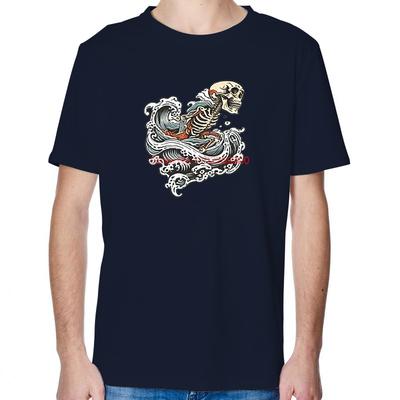 Skeleton In The Ocean Waves Crashing Funny Shirts Graphic Tee Summer Tops  TShirt New Arrival Goods Cotton Mens TShirts