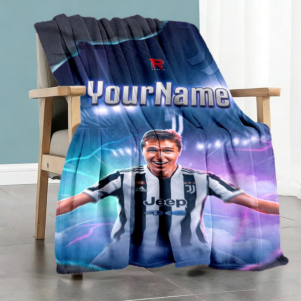 Juventus Personalized Text Blanket Throw Customizable Blanket Soft Warm Cozy for Living Room Office Chair Seaside Home Decor All-Season Use