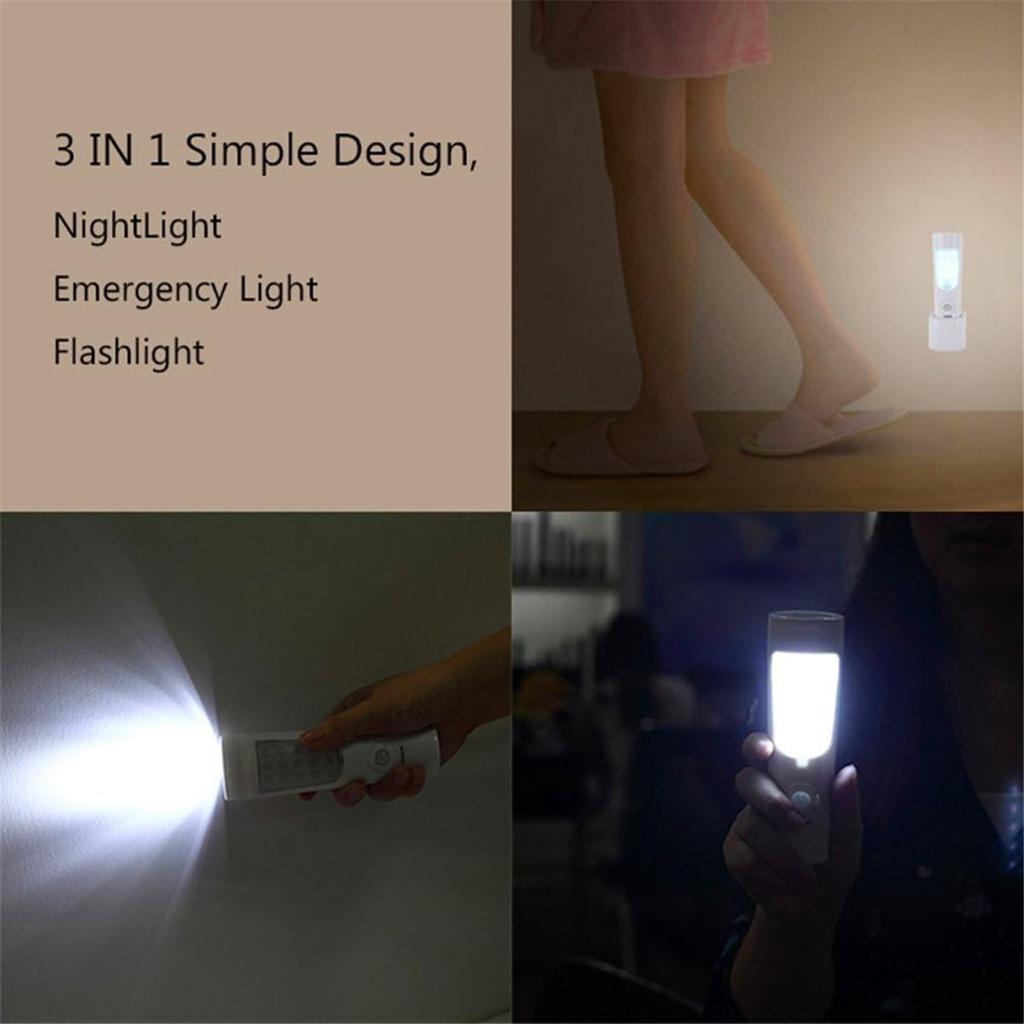 4 in 1 Motion Sensor Wall Light, Power Off LED Night Light Flashlight, Rechargeable Emergency Flashlight EU Plug