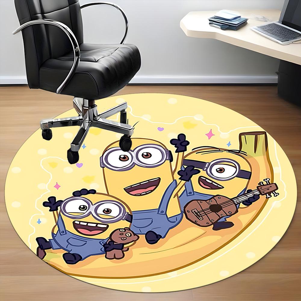 1PC Minions Music Office Round Area Rug, Indoor Mat Suitable For Office, Under Office Chairs Bedroom Living Room Home Decor DT1212011