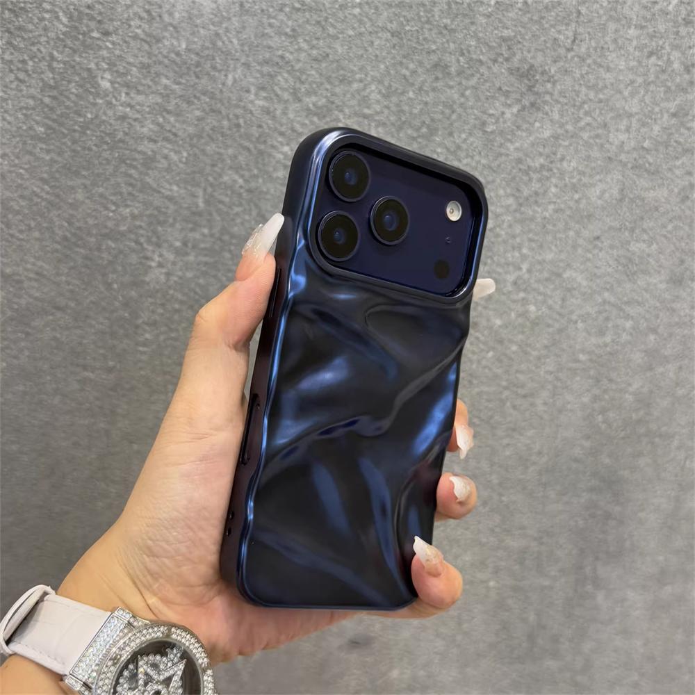 

Luxury 3D Wavy Texture Matte Shockproof Phone Case For iPhone 17 Air 16 15 13 14 12 Pro Max Plus Water Ripple Creative TPU Cover For iPhone 12